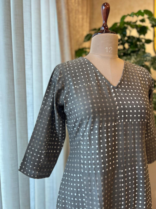 Grey Polka Dots Maxi dress