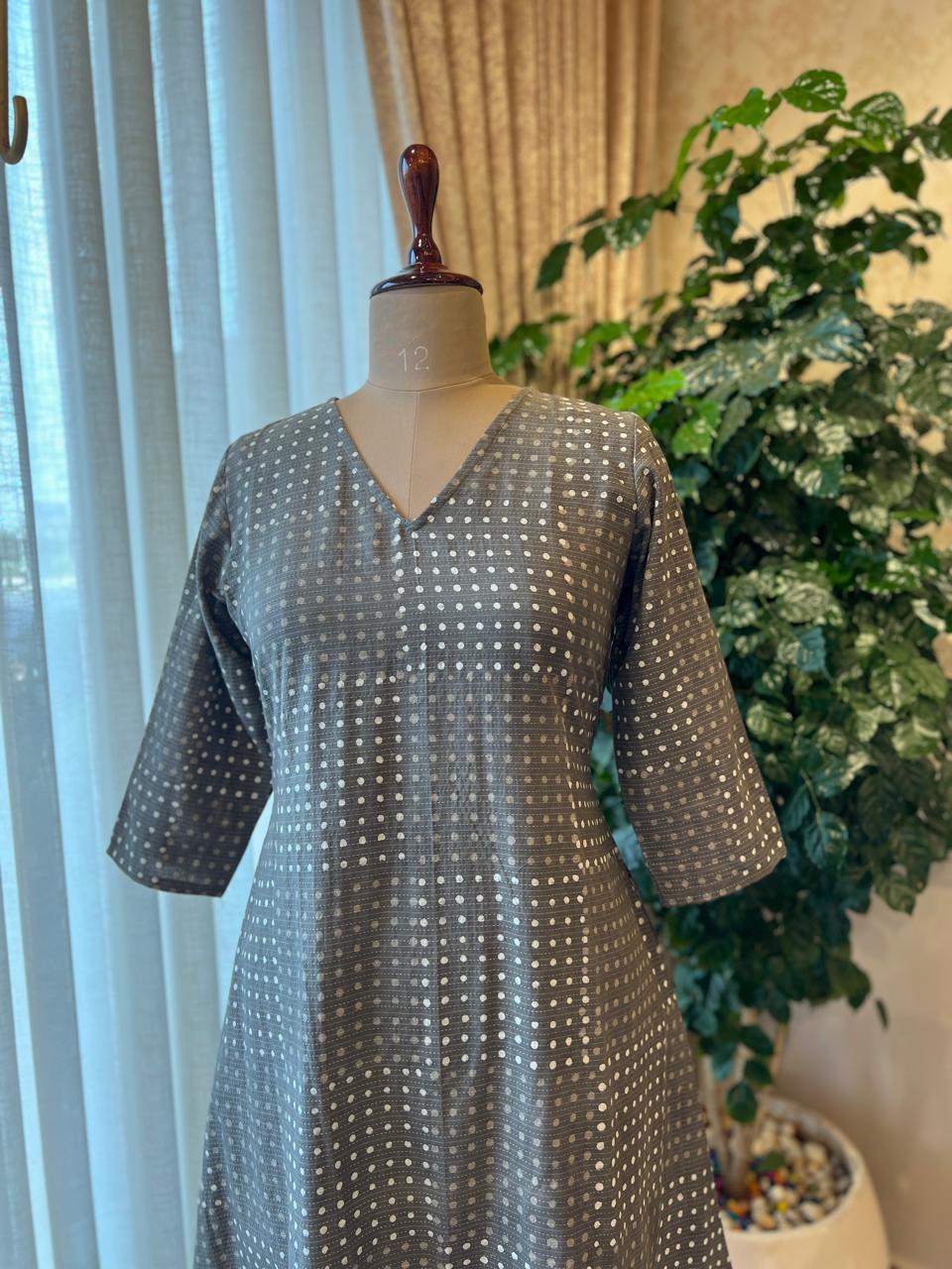 Grey Polka Dots Maxi dress