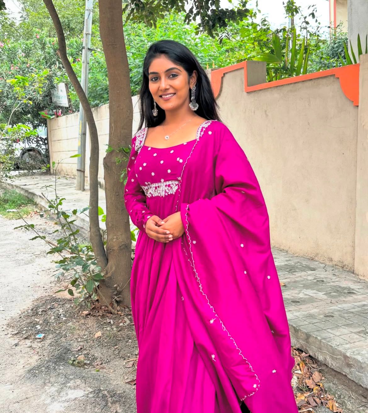 The Royal Magenta Hand-Embroidered Anarkali Suit