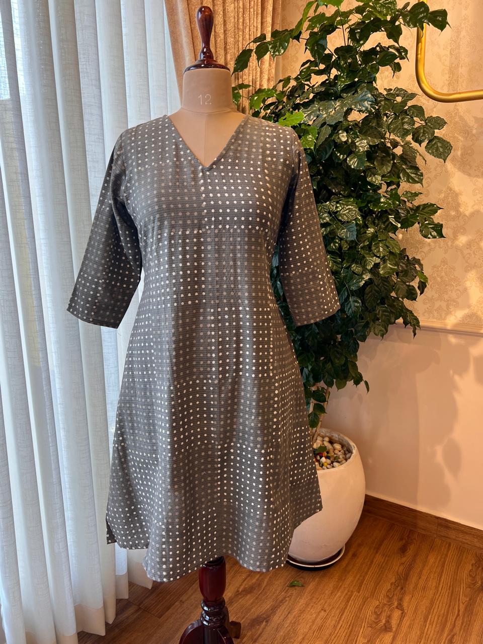 Grey Polka Dots Maxi dress