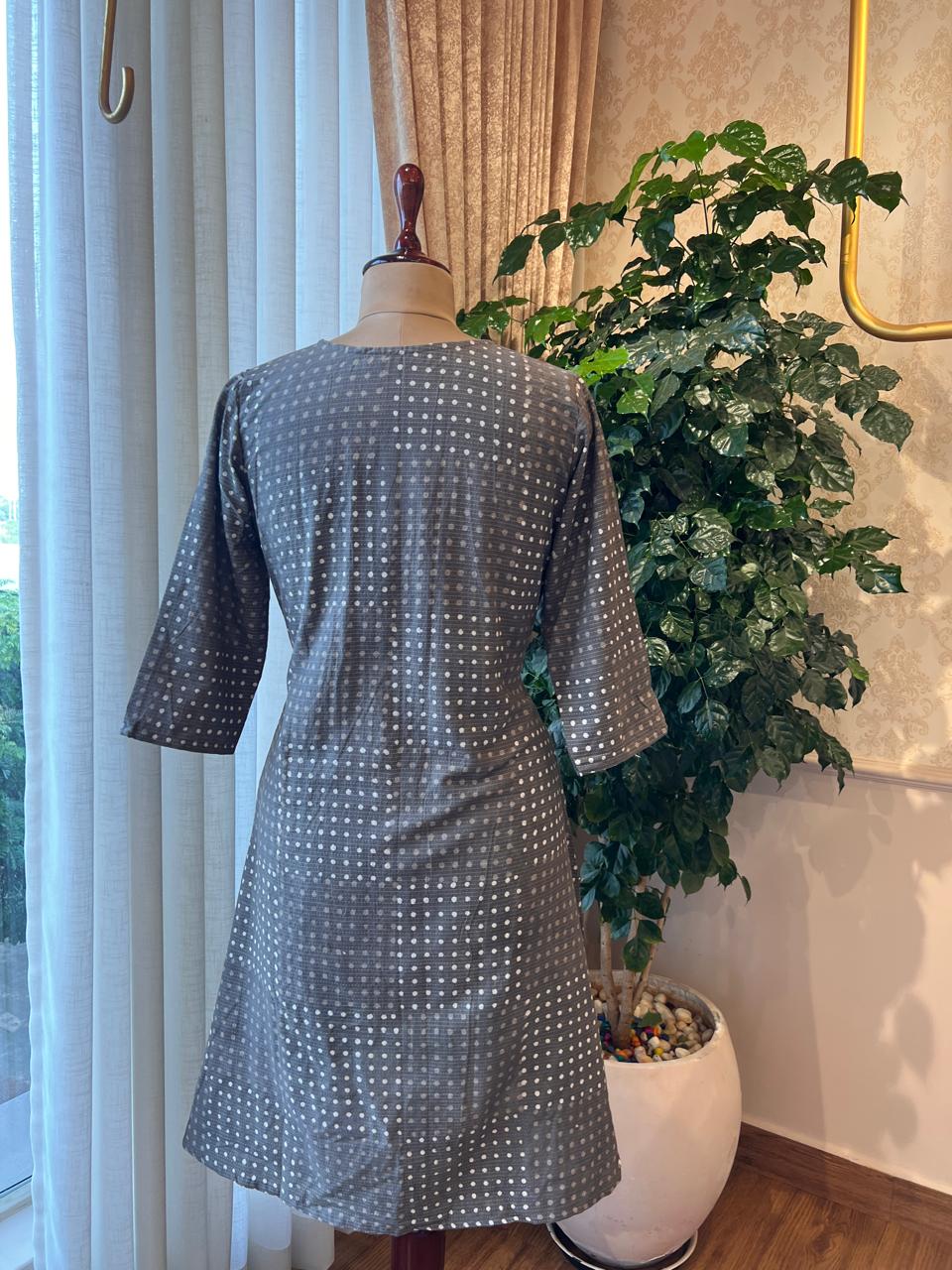 Grey Polka Dots Maxi dress