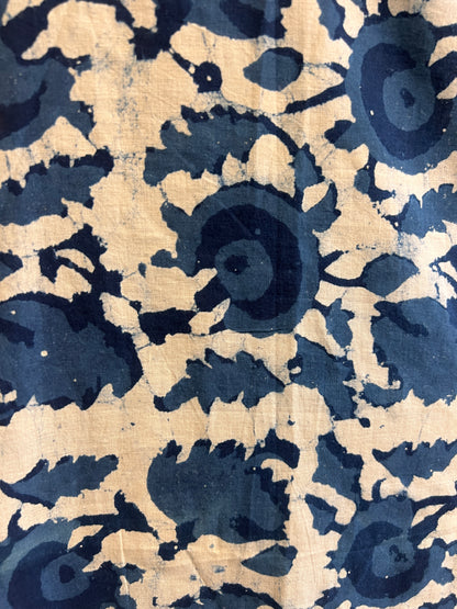Cream Indigo print flowers