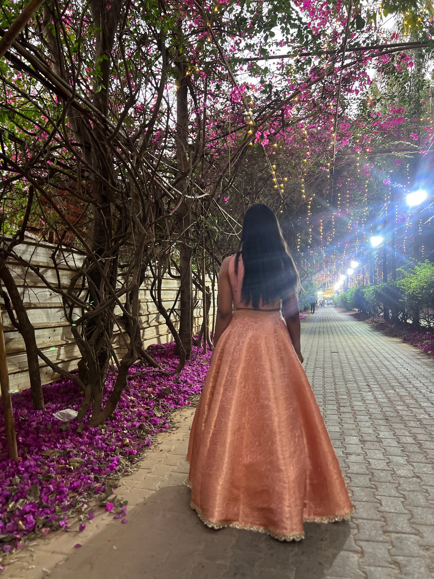 Peach Crop Top with Skirt