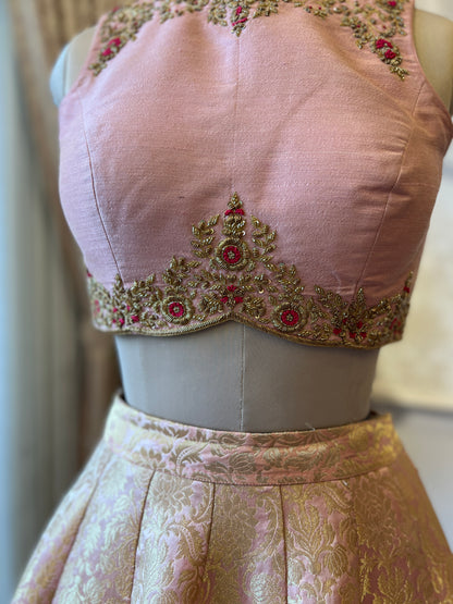 Peach Crop Top with Skirt