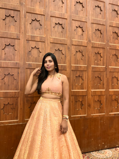 Peach Crop Top with Skirt