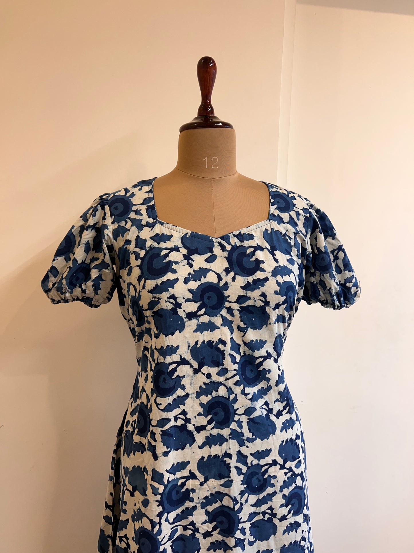 Cream Indigo print flowers