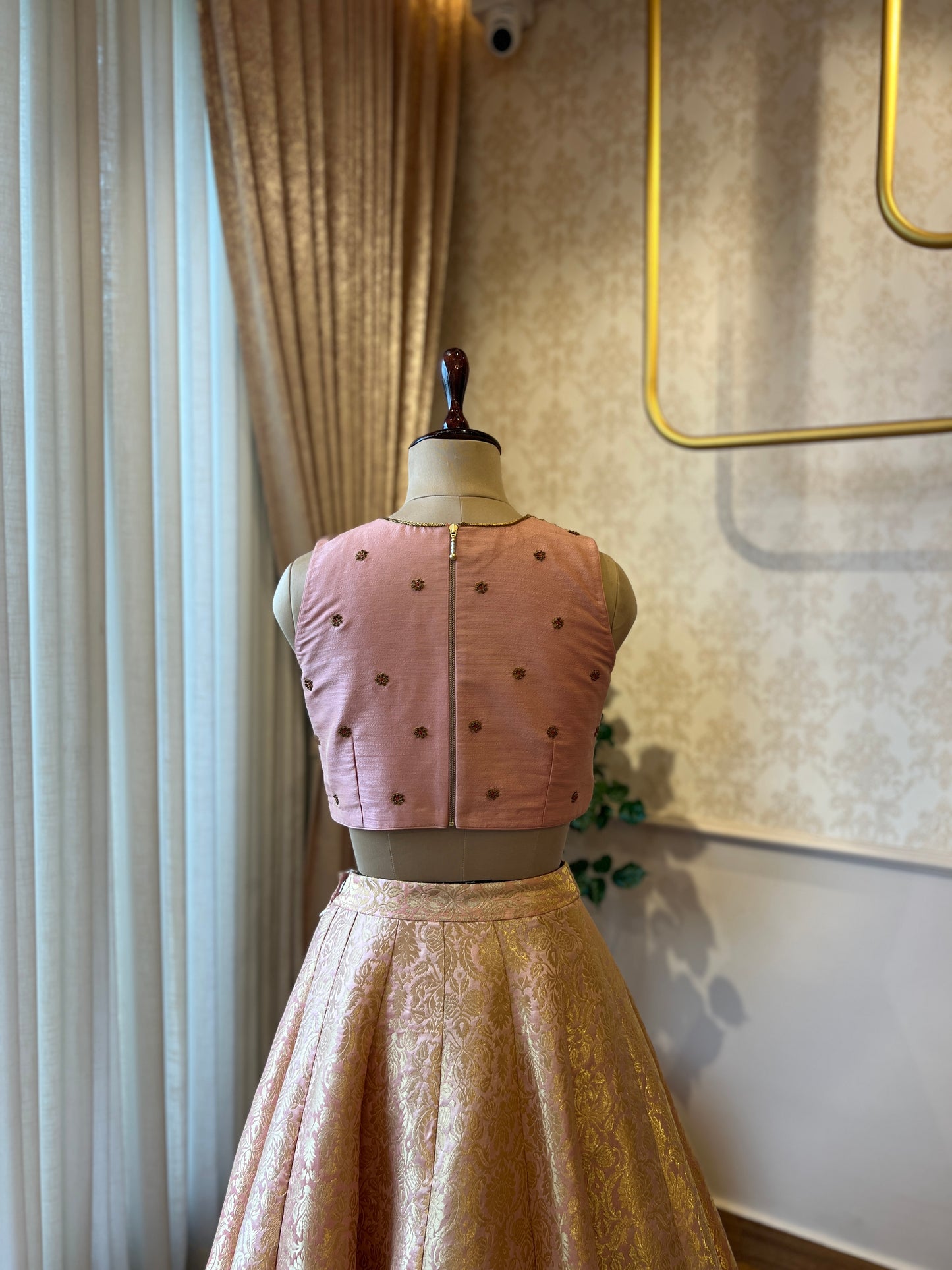 Peach Crop Top with Skirt