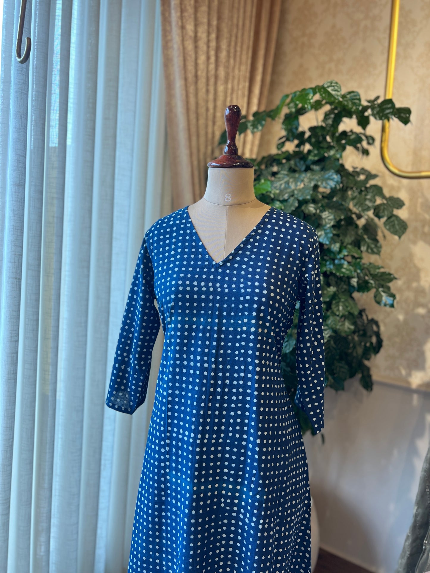 Indigo Polka Dots Maxi dress