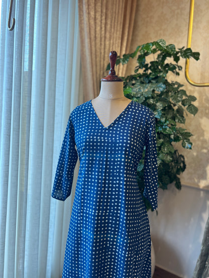 Indigo Polka Dots Maxi dress