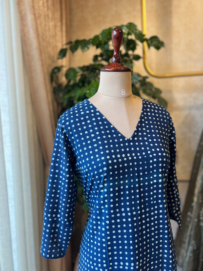 Indigo Polka Dots Maxi dress