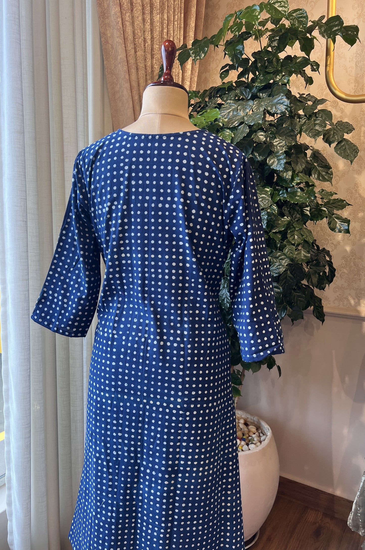 Indigo Polka Dots Maxi dress