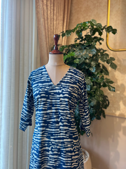 Indigo White print Maxi dress