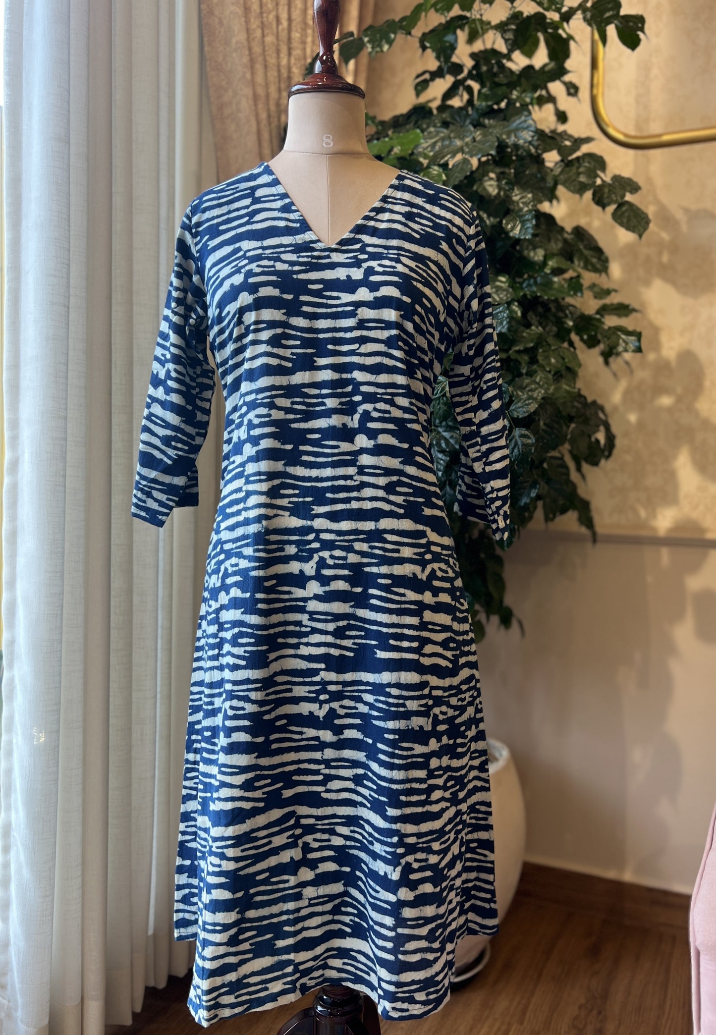 Indigo White print Maxi dress