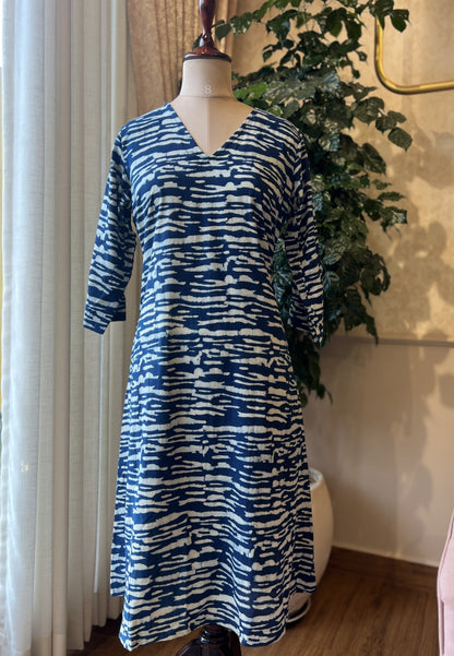 Indigo White print Maxi dress