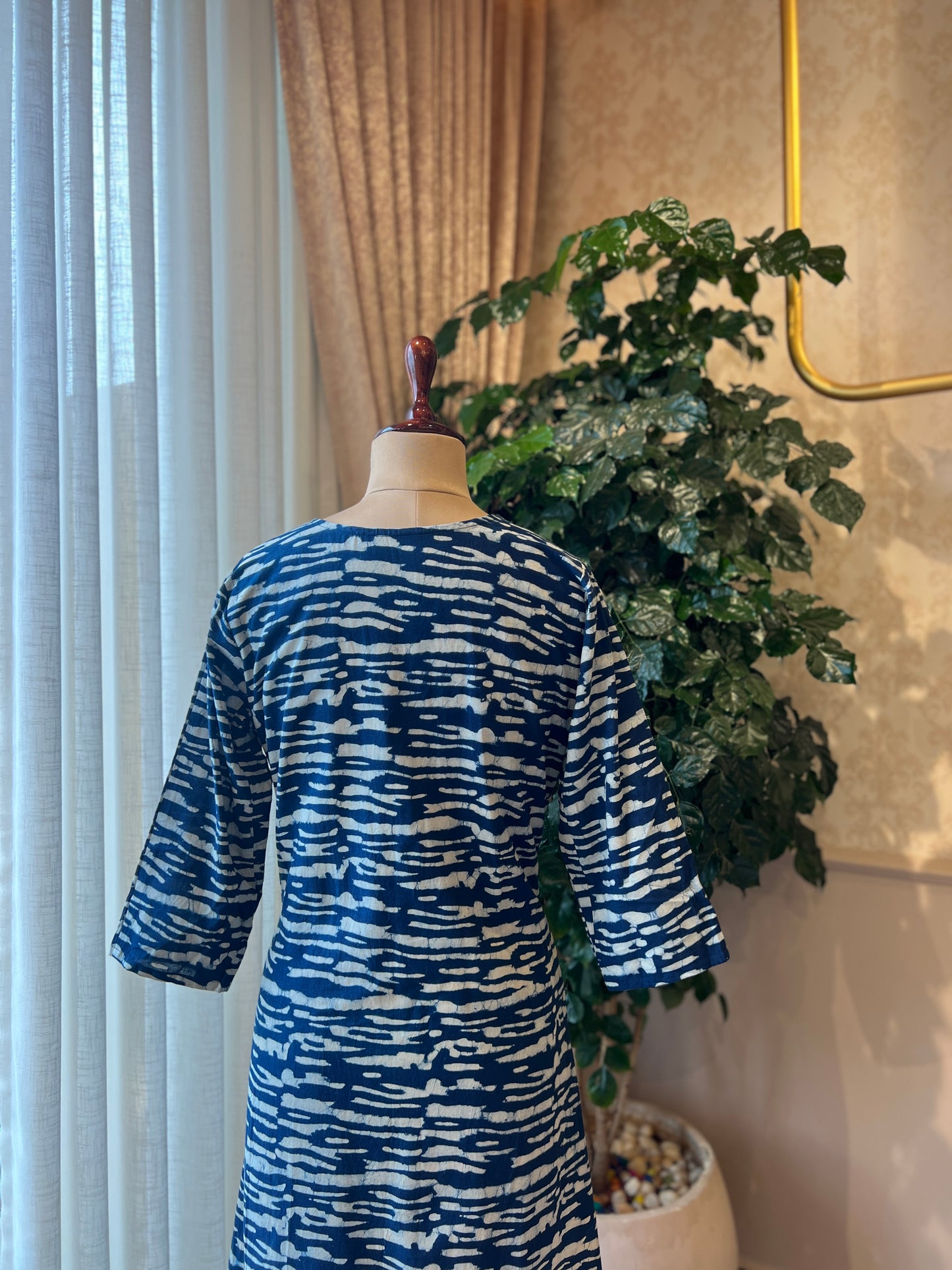 Indigo White print Maxi dress