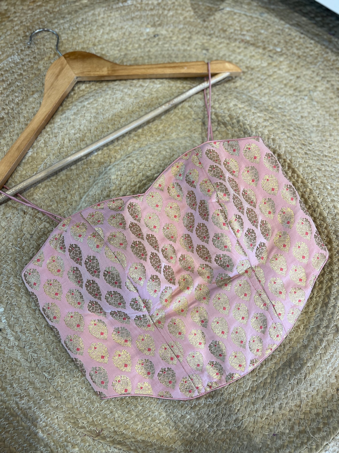 Peach Noodle strap Brocade Corset