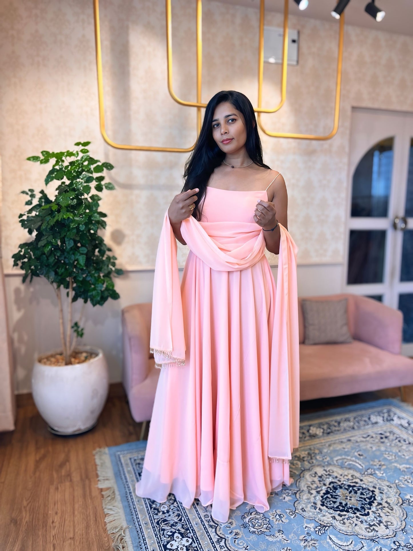 Blush Pink Georgette Three-Piece Set