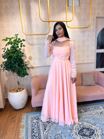 Blush Pink Georgette Three-Piece Set