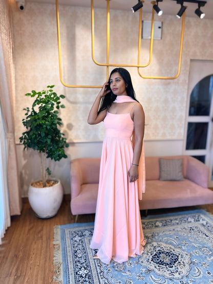 Blush Pink Georgette Three-Piece Set