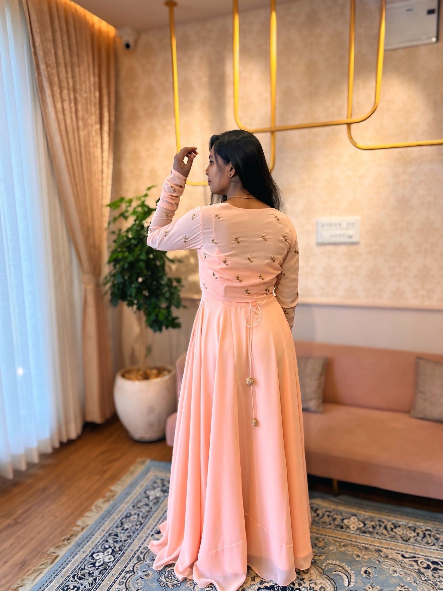 Blush Pink Georgette Three-Piece Set
