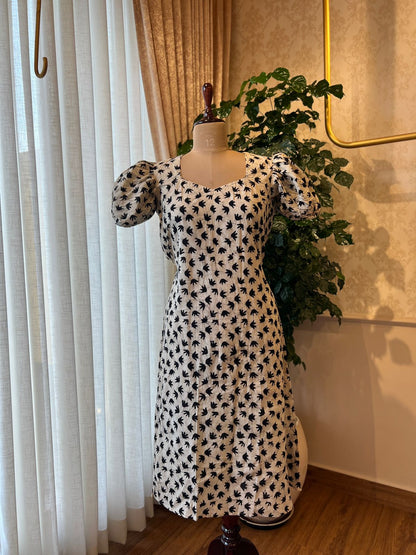 Black and Cream Batik Print Cotton dress