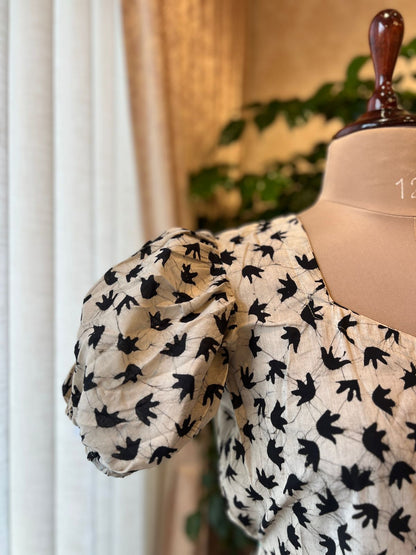 Black and Cream Batik Print Cotton dress